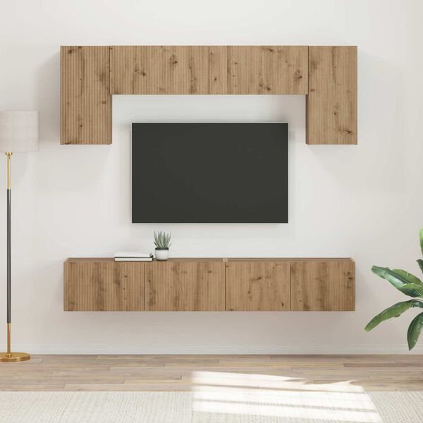 vidaXL TV Cabinet Set Wall-mounted 4 pcs Sonoma Oak Engineered Wood