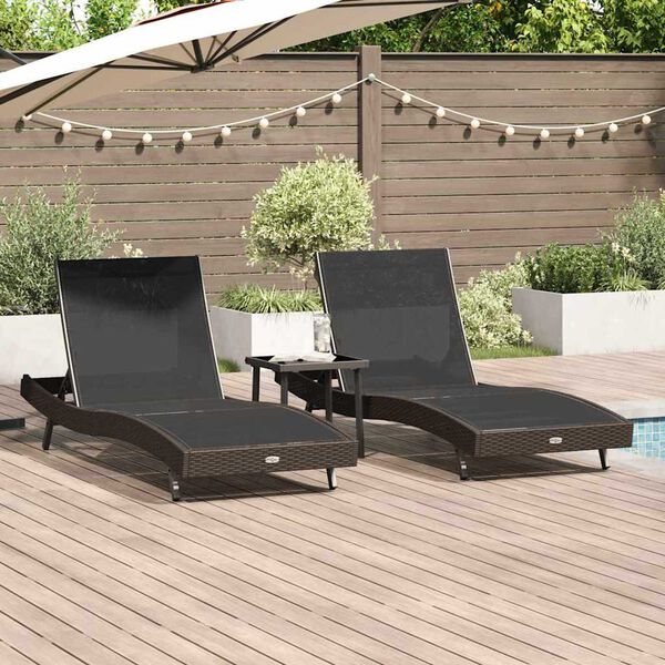 vidaXL Sun Loungers 3 pcs Brown 40 x 40 x 40.5 cm Poly Rattan