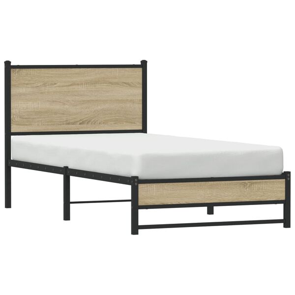 vidaXL Metal Bed Frame without Mattress Sonoma Oak 80x200 cm