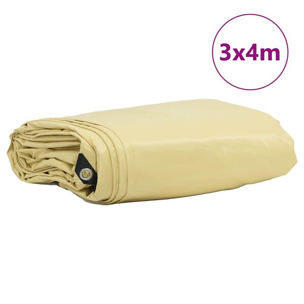 vidaXL Tarpaulin 650g / m&sup2; Beige 3 x 4 m Canvas with PVC Coating