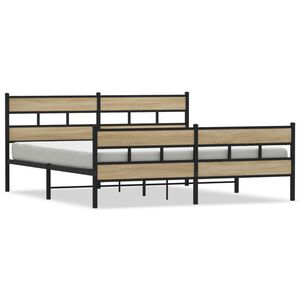 vidaXL Metal Bed Frame without Mattress Sonoma Oak 180x200 cm Super King