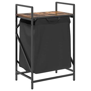 vidaXL Laundry Basket 1 Compartment with Shelf Smoked Oak