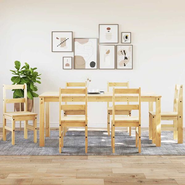 vidaXL 7 Piece Dining Set Panama Solid Wood Pine