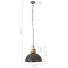 vidaXL Industrial Hanging Lamp Grey Round 42 cm E27 Solid Mango Wood