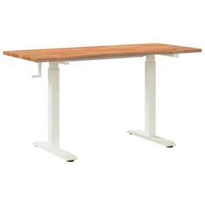 vidaXL Desk White and Light Brown 140 x 60 cm Solid Oak Wood