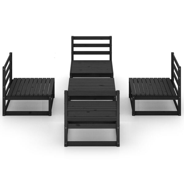 vidaXL 5 Piece Garden Lounge Set Black Solid Pinewood