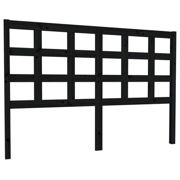 vidaXL Bed Headboard Black 145.5x4x100 cm Solid Wood Pine