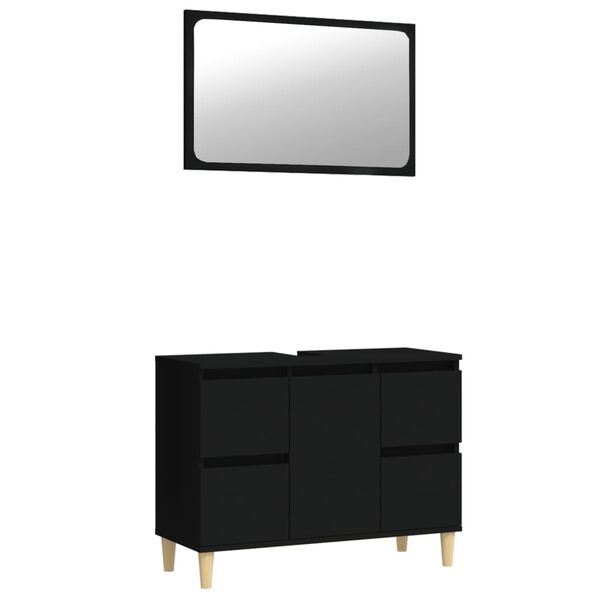 vidaXL 2 Piece Bathroom Furniture Set Black Engineered Wood
