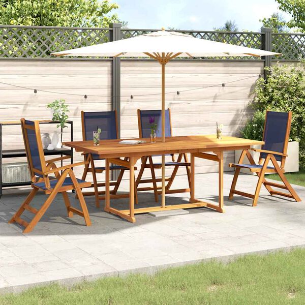 vidaXL 5 Piece Garden Dining Set Solid Wood Acacia and Textilene