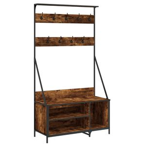 vidaXL Clothes Rack with Shoe Storage Smoked Oak 100x41x184 cm