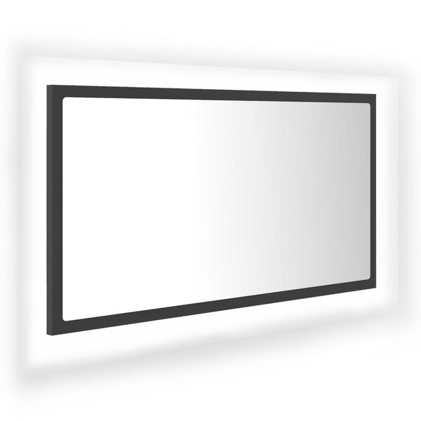 vidaXL LED Bathroom Mirror Grey 80x8.5x37 cm Acrylic