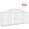 vidaXL Arched Gabion Baskets 13 pcs 200x30x80/100 cm Galvanised Iron