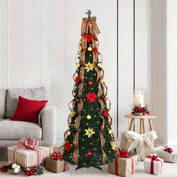 vidaXL Artificial Christmas Tree with 150 LEDs Green 180 cm PVC
