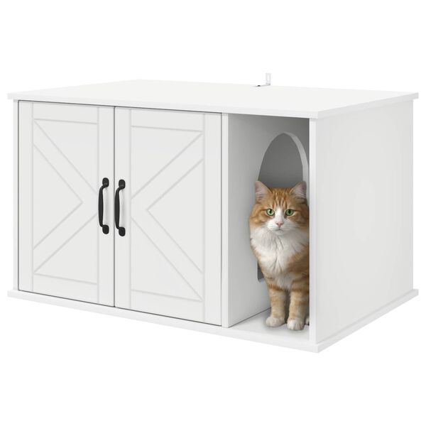 vidaXL Cat House White 85 x 55 x 50 cm Engineered Wood