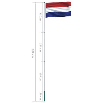 vidaXL Netherlands Flag and Pole Aluminium 6 m
