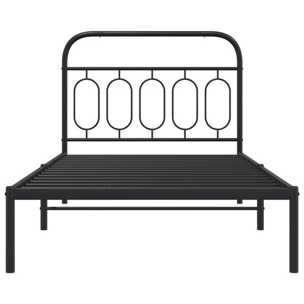 vidaXL Metal Bed Frame without Mattress with Headboard Black 107x203cm