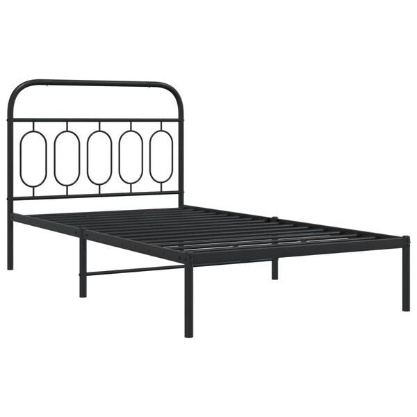 vidaXL Metal Bed Frame without Mattress with Headboard Black 100x190cm