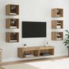 vidaXL TV Cabinet with LED Strip Lights 8 pcs Artisan Oak Glass