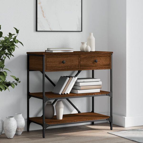 vidaXL Console Table Brown Oak 75x34.5x75 cm Engineered Wood