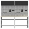 vidaXL Work Bench Set with Shelf with Storage 8 pcs Grey Steel
