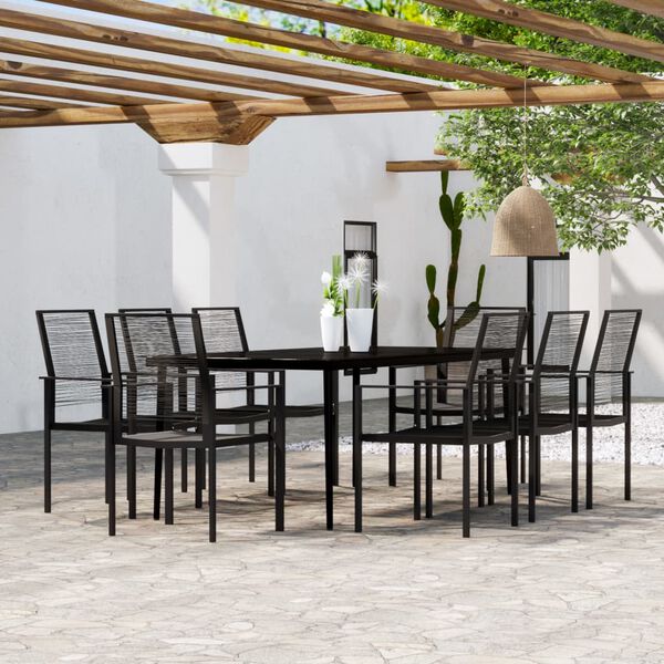 vidaXL 9 Piece Garden Dining Set Black