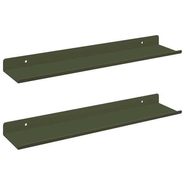 vidaXL Floating Shelf 2 pcs Olive Green 40 x 9 x 2.5 cm Steel