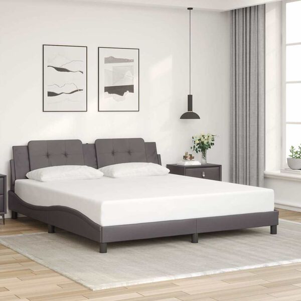 vidaXL Bed Frame without Mattress "Zadar" Grey 180x200 cm Super King Faux Leather
