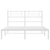 vidaXL Metal Bed Frame without Mattress with Headboard White 135x190cm