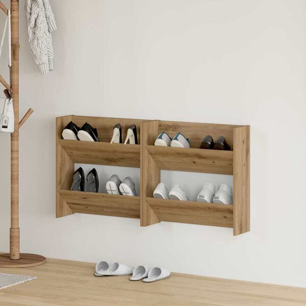 vidaXL Shoe Cabinet 2 pcs Artisan Oak 60 x 18 x 60 cm Engineered Wood