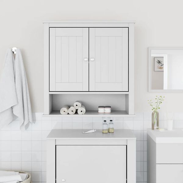vidaXL Bathroom Wall Cabinet BERG White 69.5x27x71.5 cm Solid Wood