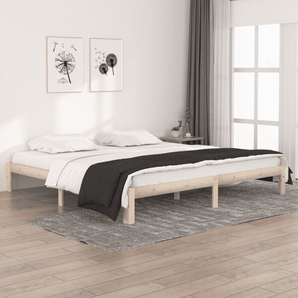 vidaXL Bed Frame without Mattress Solid Wood Pine 200x200cm