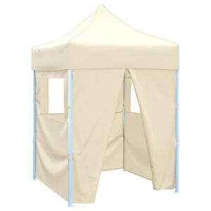 vidaXL Professional Folding Party Tent with 4 Sidewalls 2x2 m Steel Cream