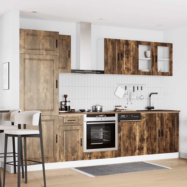 vidaXL 8 Piece Kitchen Cabinet Set Porto Smoked Oak Engineered Wood