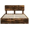 vidaXL Storage Bed with Drawer Smoked Oak 160 x 200 cm Engineered Wood