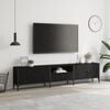 vidaXL TV Cabinet with Drawer Black 200x25x44 cm Engineered Wood