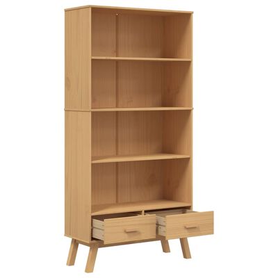 vidaXL Bookcase 4-Tier OLDEN Brown Solid Wood Pine