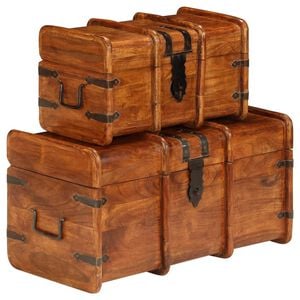 vidaXL Treasure Chest Set 2 Pieces Solid Acacia Wood Honey Finish
