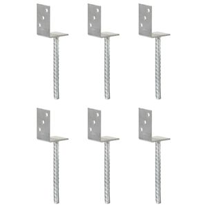 vidaXL Fence Anchors 6 pcs Silver 8x6x30 cm Galvanised Steel