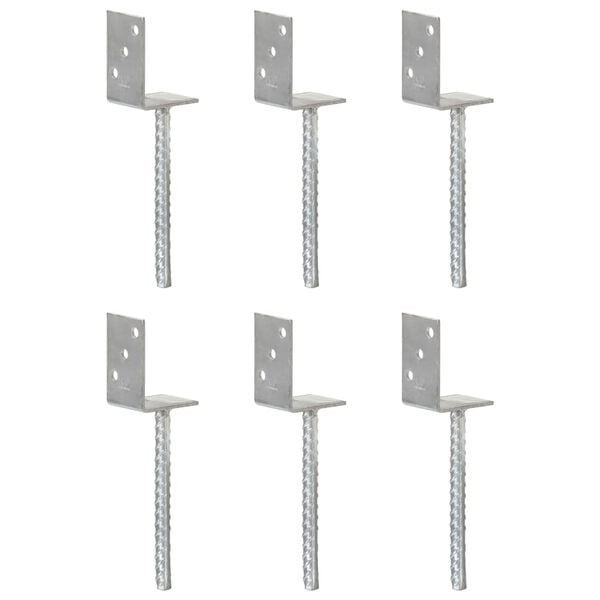 vidaXL Fence Anchors 6 pcs Silver 8x6x30 cm Galvanised Steel