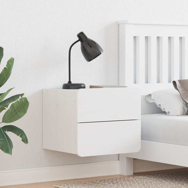 vidaXL Bedside Table with Drawer White 39 x 34 x 33 cm Solid pinewood