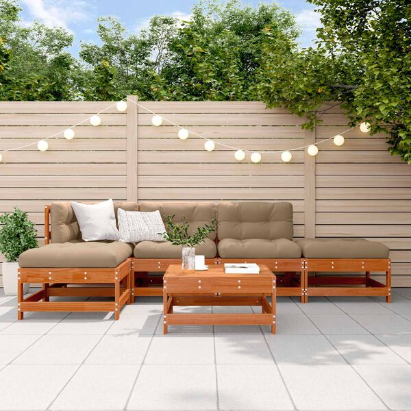 vidaXL Garden Lounge Set 6 pcs Wax Brown Solid Pine Wood