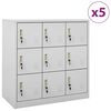 vidaXL Locker Cabinet | Set of 5 | Light grey | Steel | Medium | Locker Cabinet