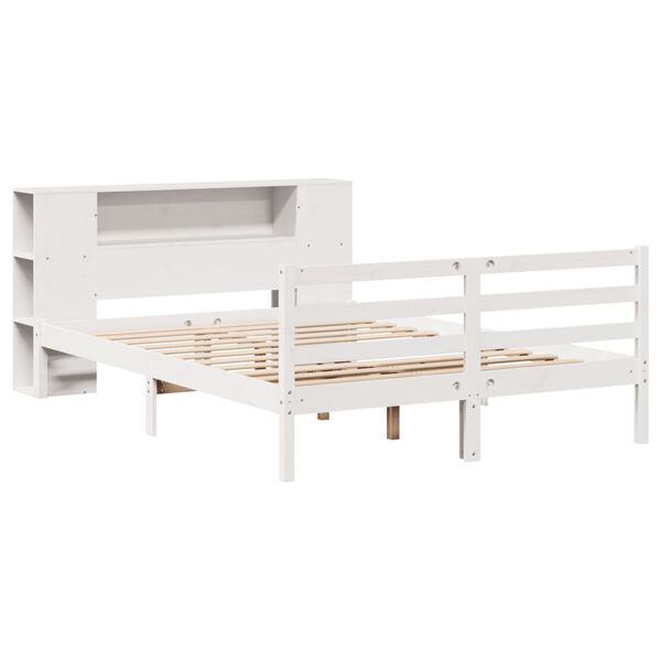 vidaXL Bookcase Bed without Mattress White 140x190 cm Solid Wood Pine