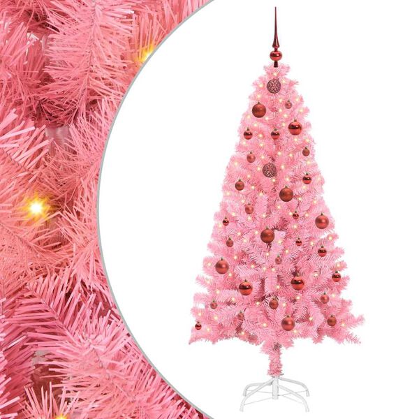 vidaXL Christmas Tree with 150 LEDs with Stand Pink 150 cm PVC