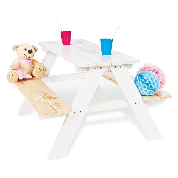 Pinolino Kid's Picnic Table with Bench Nicki für 4 Wood White