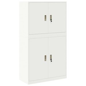 vidaXL Storage Cabinet 2 pcs White 90 x 40 x 160 cm Steel Lockable