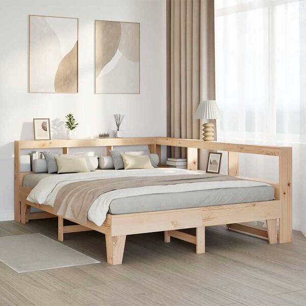 vidaXL Bookcase Bed without Mattress 140x200cm Solid Wood Pine