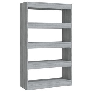 vidaXL Book Cabinet/Room Divider Grey Sonoma 80x30x135 cm Engineered Wood