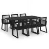 vidaXL 7 Piece Outdoor Dining Set PVC Rattan Black