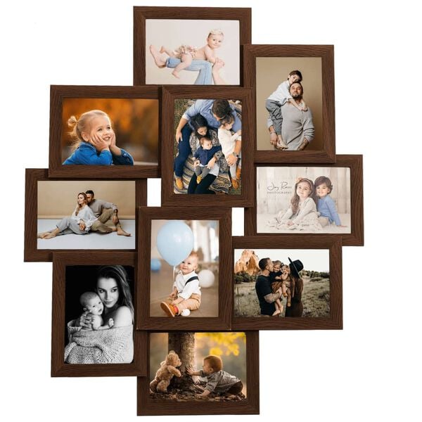 vidaXL Collage Photo Frame for 10x(10x15 cm) Picture Dark Brown MDF
